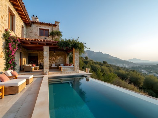 Traditional stone villa with modern pool in Apokoronas village, Crete