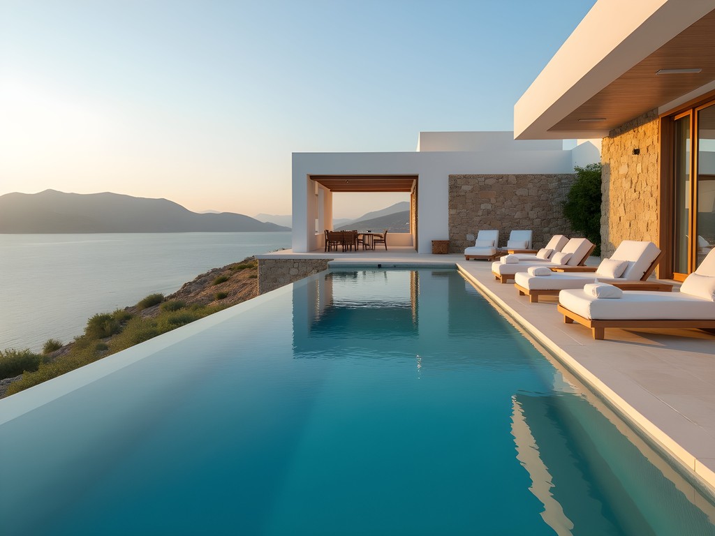 Luxury suite with infinity pool overlooking Elounda Bay in Crete
