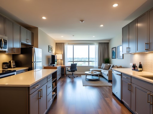 Residence Inn Dallas extended stay suite with full kitchen and separate living area