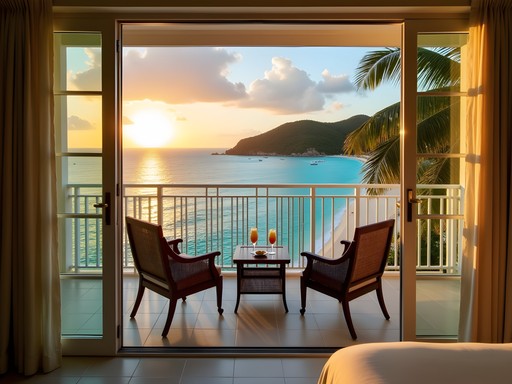 Sunset view from luxury beachfront suite in Frederiksted, St. Croix