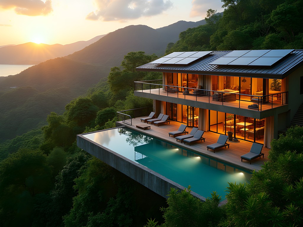 Sustainable luxury eco-lodge nestled in Guaynabo's lush rainforest with infinity pool