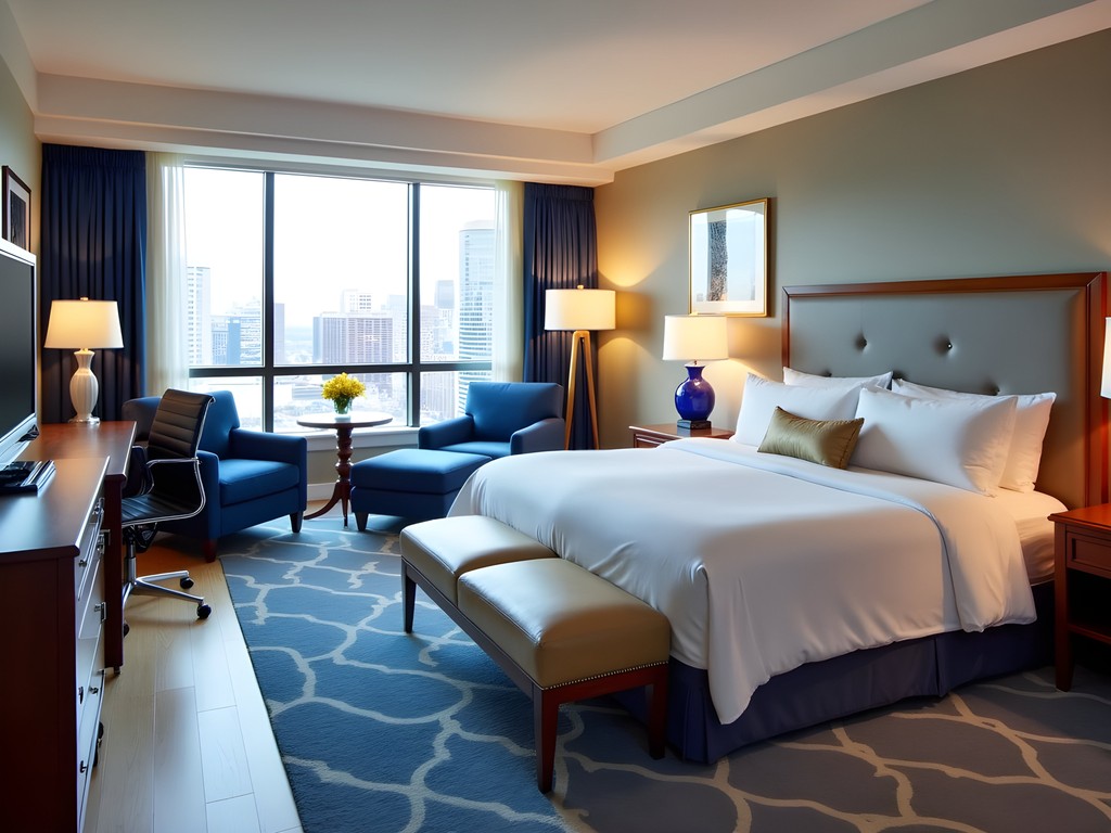 Luxury hotel suite in downtown Hartford with city views