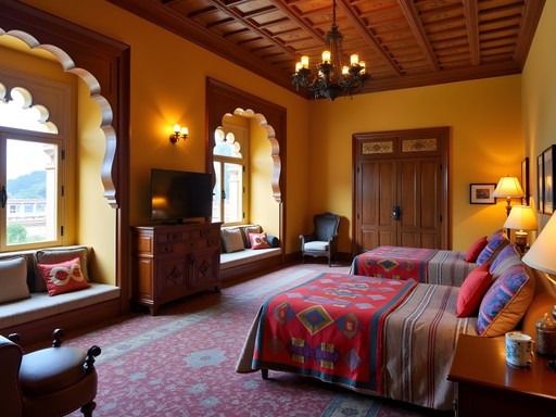 Spacious family room in a mid-range heritage hotel in Jaipur