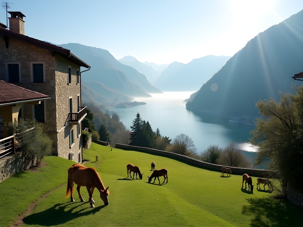 Rustic agriturismo in the mountains above Lake Como with panoramic views