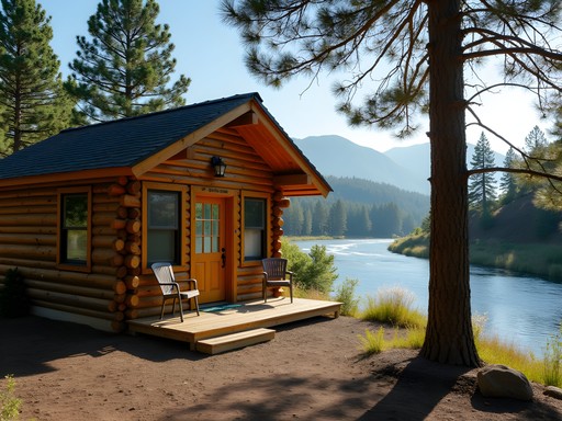Rustic cabin accommodation at Hells Gate State Park near Lewiston