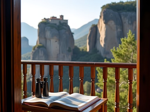 View from Meteora Hotel at Kastraki room balcony showing proximity to rock formations