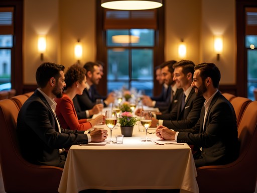 Business dinner setting at upscale restaurant in Moore, Oklahoma