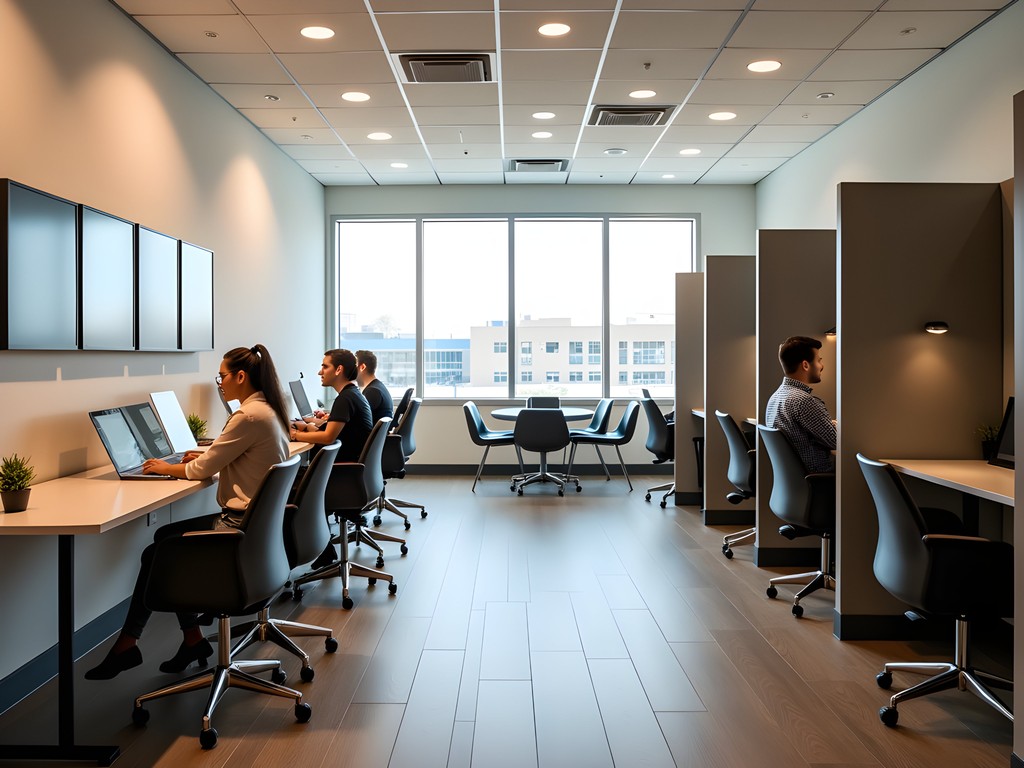 Modern business center in Moore Oklahoma hotel with workstations and conference facilities