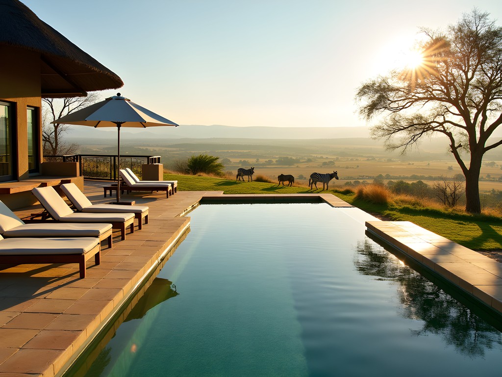 Family-friendly safari lodge with swimming pool overlooking Lake Nakuru wildlife