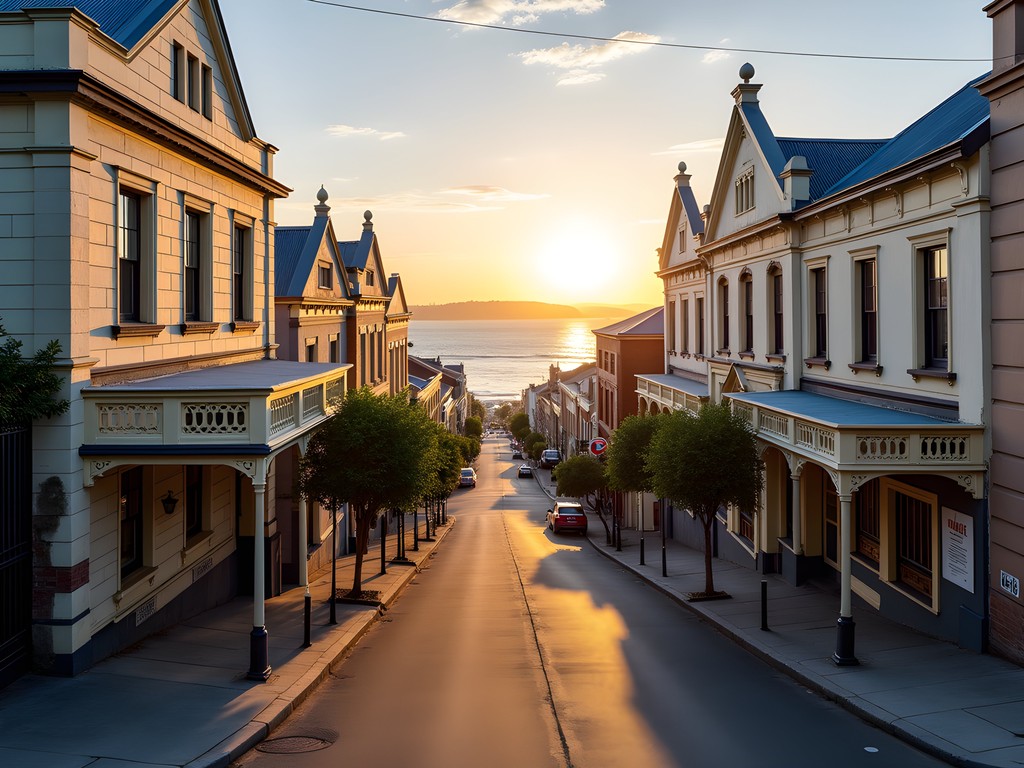Historic heritage buildings along Newcastle's East End with ocean views