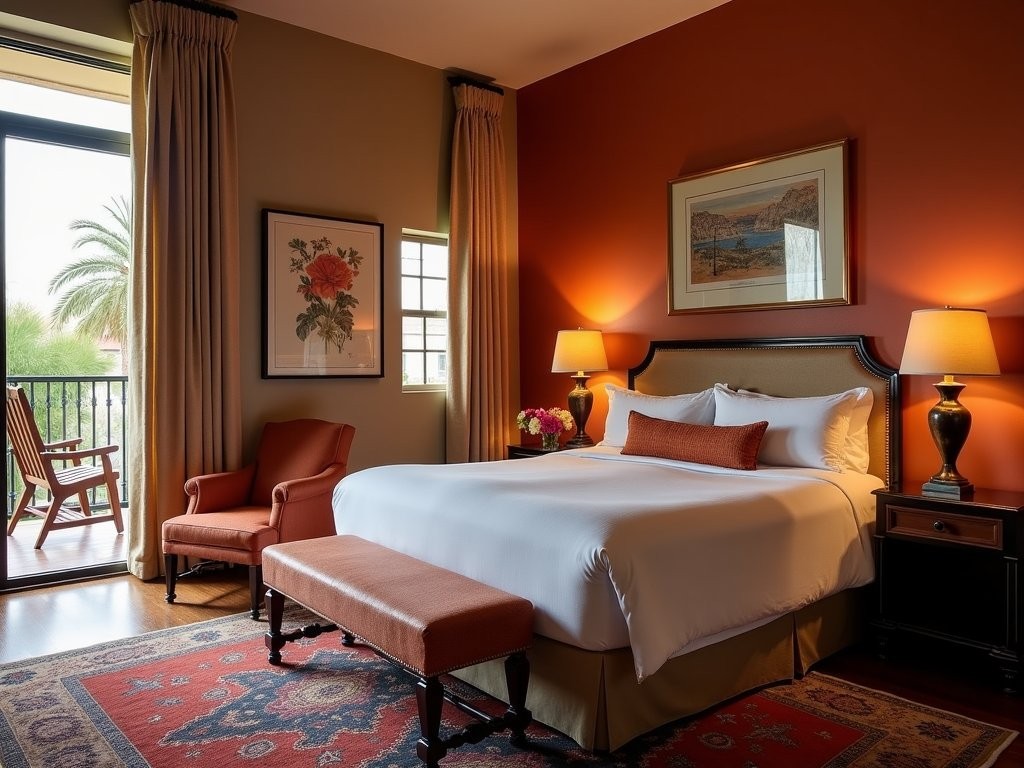 The Pemberton's intimate courtyard with shipping container suites, string lights, and desert landscaping