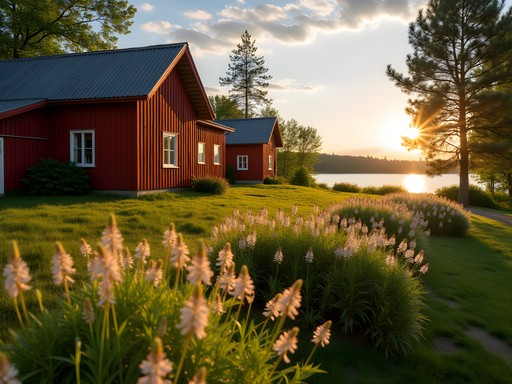 Historic Finnish farm guesthouse with traditional wooden architecture near Savonlinna