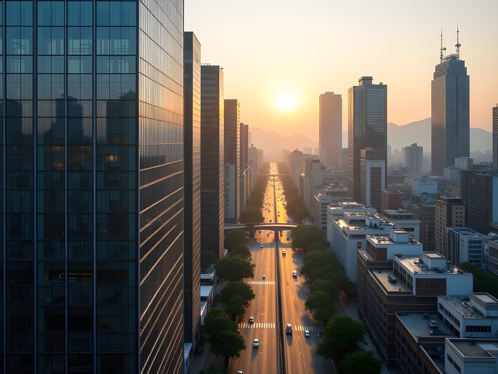 Morning view of Gangnam district skyline from Andaz Seoul hotel room