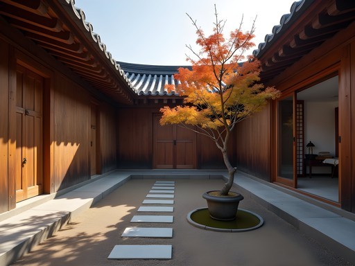 Traditional Korean hanok courtyard at Rakkojae Seoul boutique hotel