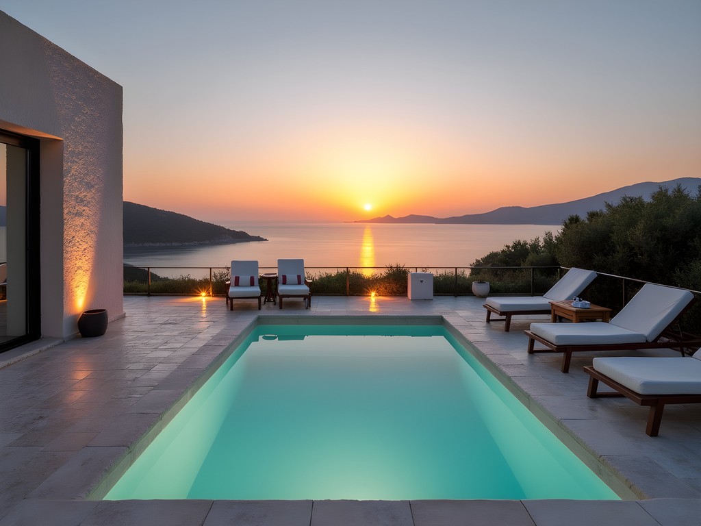 Private plunge pool with sunset sea view at KB Suites & Spa boutique hotel in Skiathos