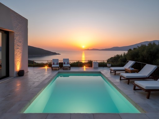 Private plunge pool with sunset sea view at KB Suites & Spa boutique hotel in Skiathos