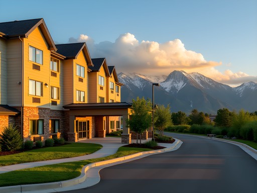Hotel in Thornton with Rocky Mountain views in the background
