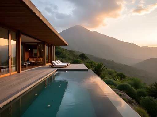 Luxury eco-lodge with infinity pool overlooking the volcanoes in Rwanda