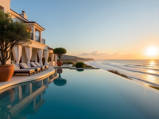 Infinity pool overlooking the Atlantic Ocean at The Villa at Westerly, Rhode Island
