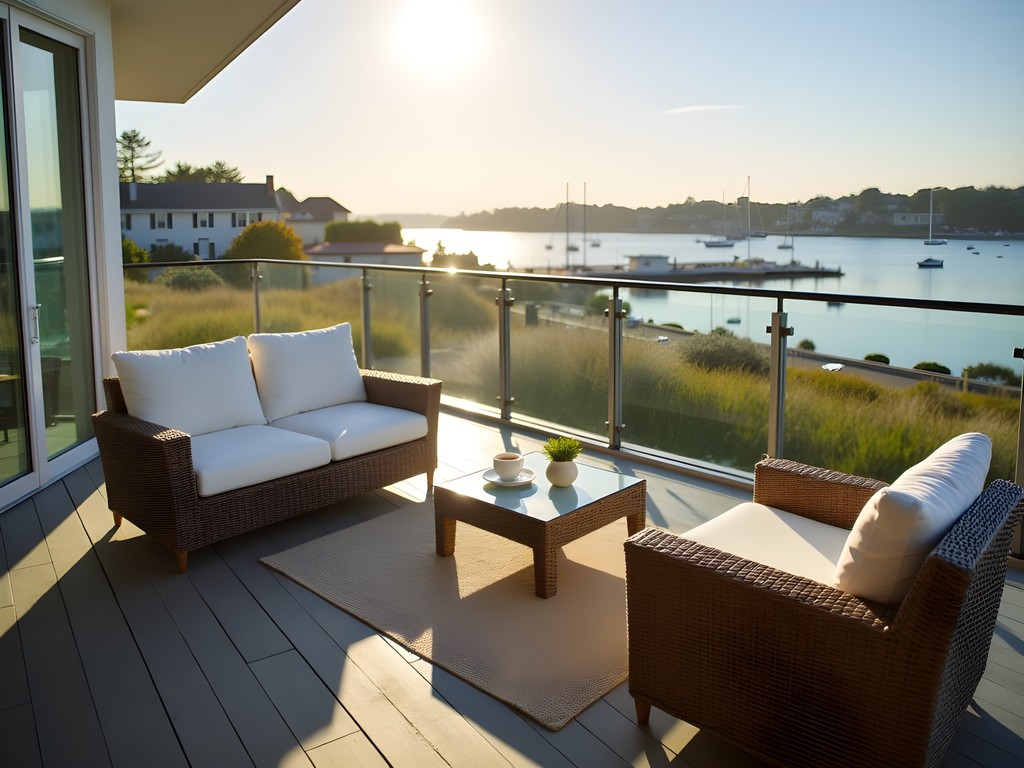 Modern terrace suite with harbor views at Watch Hill Inn, Westerly Rhode Island
