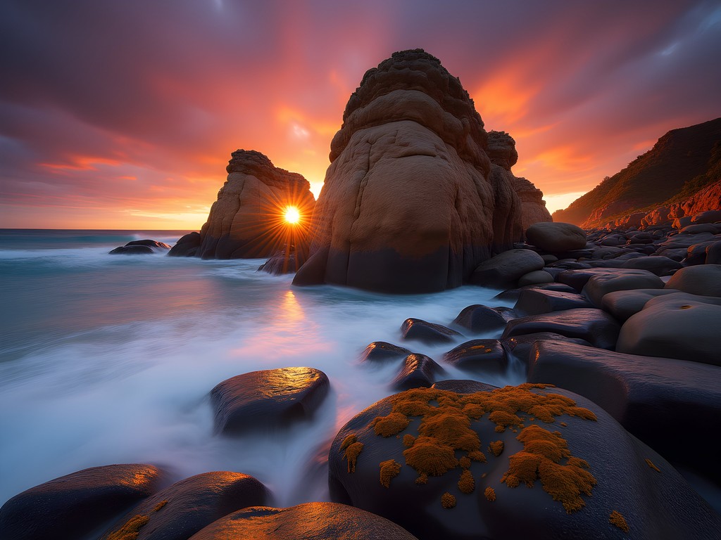 Remarkable Rocks formation at sunset on Kangaroo Island, South Australia