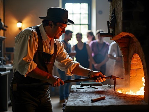 Colonial blacksmith demonstration at Williamsburg