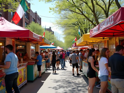 Colorful spring cultural festival in Cicero with food vendors and performers