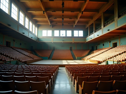Interior of historic Cicero Stadium showing Art Deco architectural details