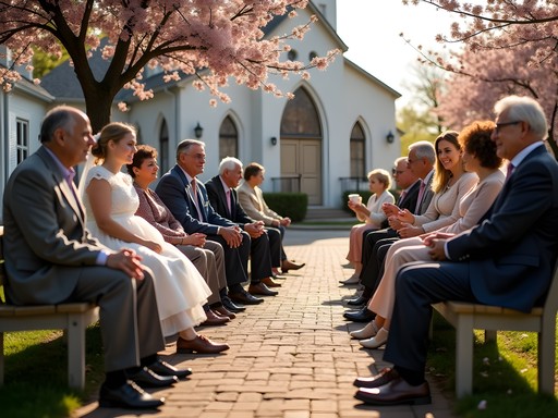 Local Italian-American community gathering outside historic St. Mary's Church in Knightsville neighborhood