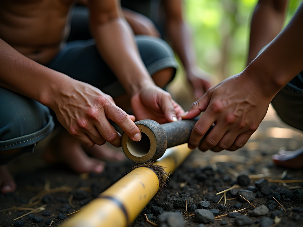 Learning traditional Bagobo fire-making techniques with bamboo fire saw