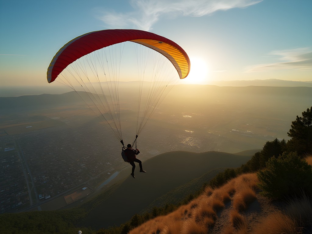 Tandem paragliding flight over Golden and Denver from Lookout Mountain