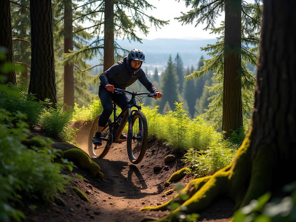 Mountain biking on Spencer Butte trails in Eugene, Oregon