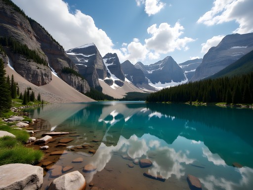 Alpine Deadhorse Lake surrounded by rugged Uinta Mountain peaks in Wyoming
