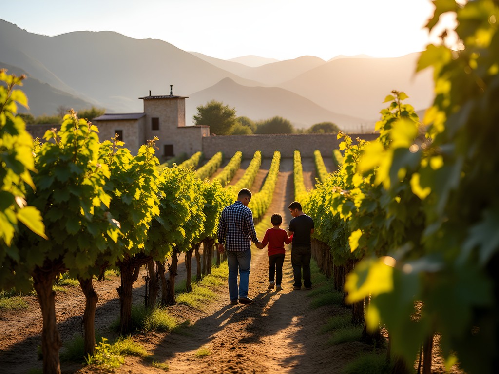 Traditional grape harvest in family-owned vineyard in Lebanon's Bekaa Valley