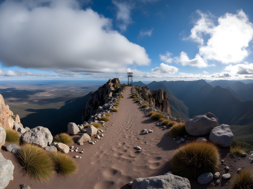 360-degree panoramic view from Mount William summit showing the entire Grampians range in autumn colors