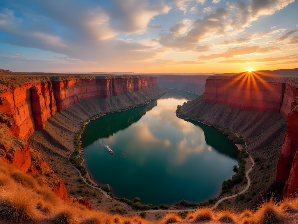Sunset over Flaming Gorge National Recreation Area Wyoming