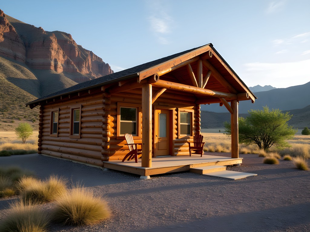 Eco-friendly cabin accommodations near Green River Wyoming with mountain views