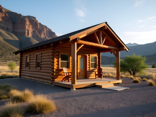 Eco-friendly cabin accommodations near Green River Wyoming with mountain views