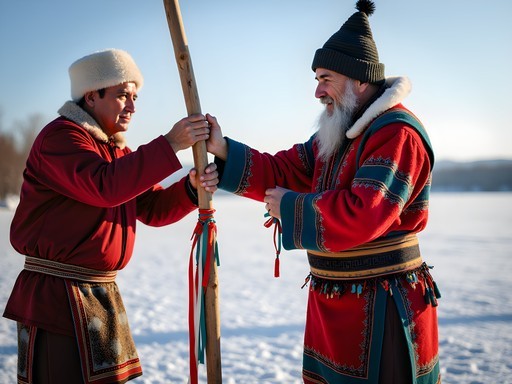 Traditional Buryat offering ceremony near Lake Baikal