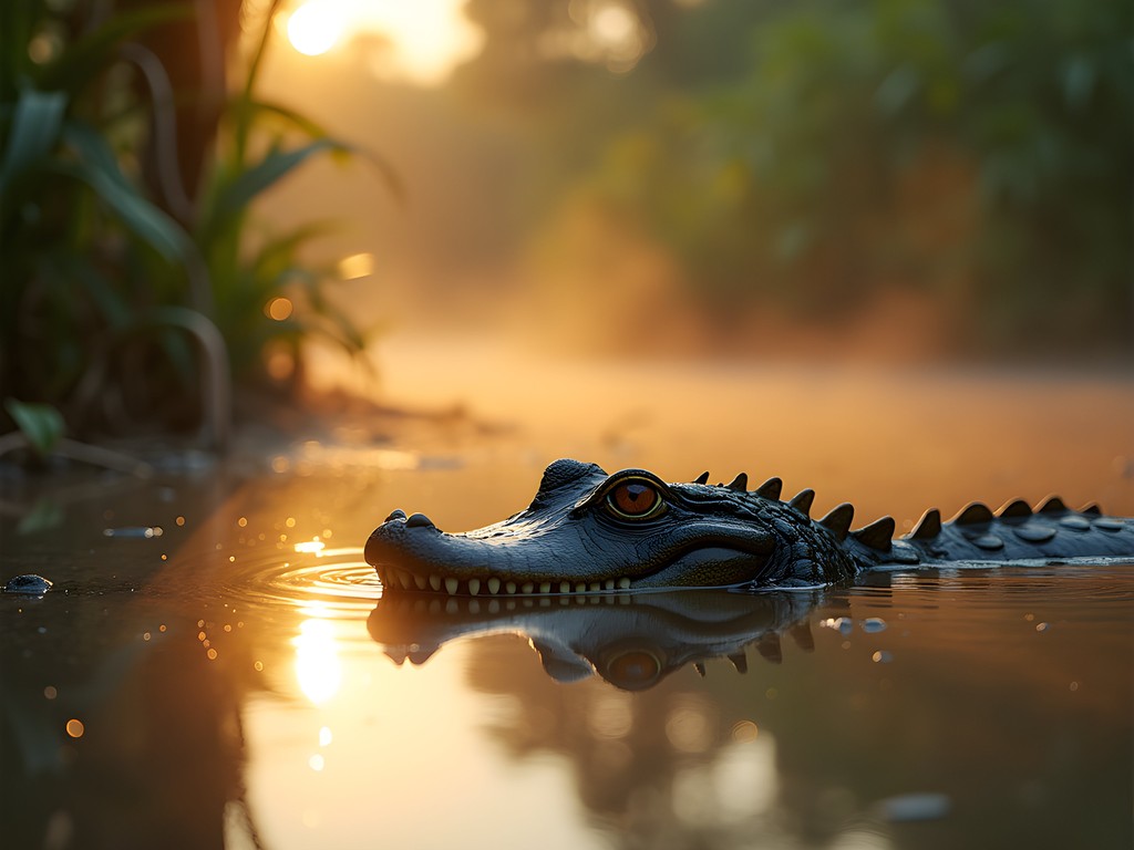 Black caiman in Kaw Mountain Nature Reserve wetlands, French Guiana