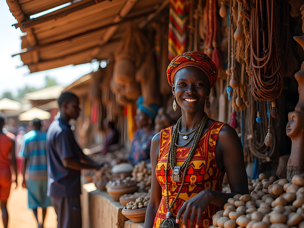 Colorful Maasai Market in Nairobi with traditional crafts and textiles