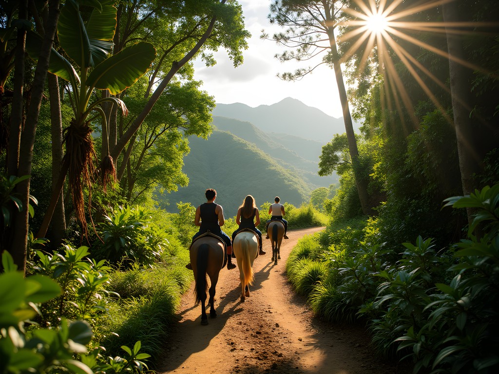 Horseback riding trail leading to El Limón waterfall in Punta Cana's lush interior
