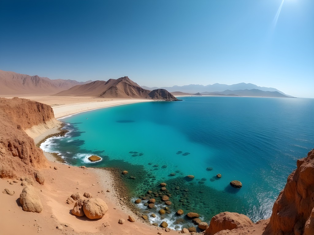 Panoramic view of Ras Mohammed National Park coastline and Red Sea