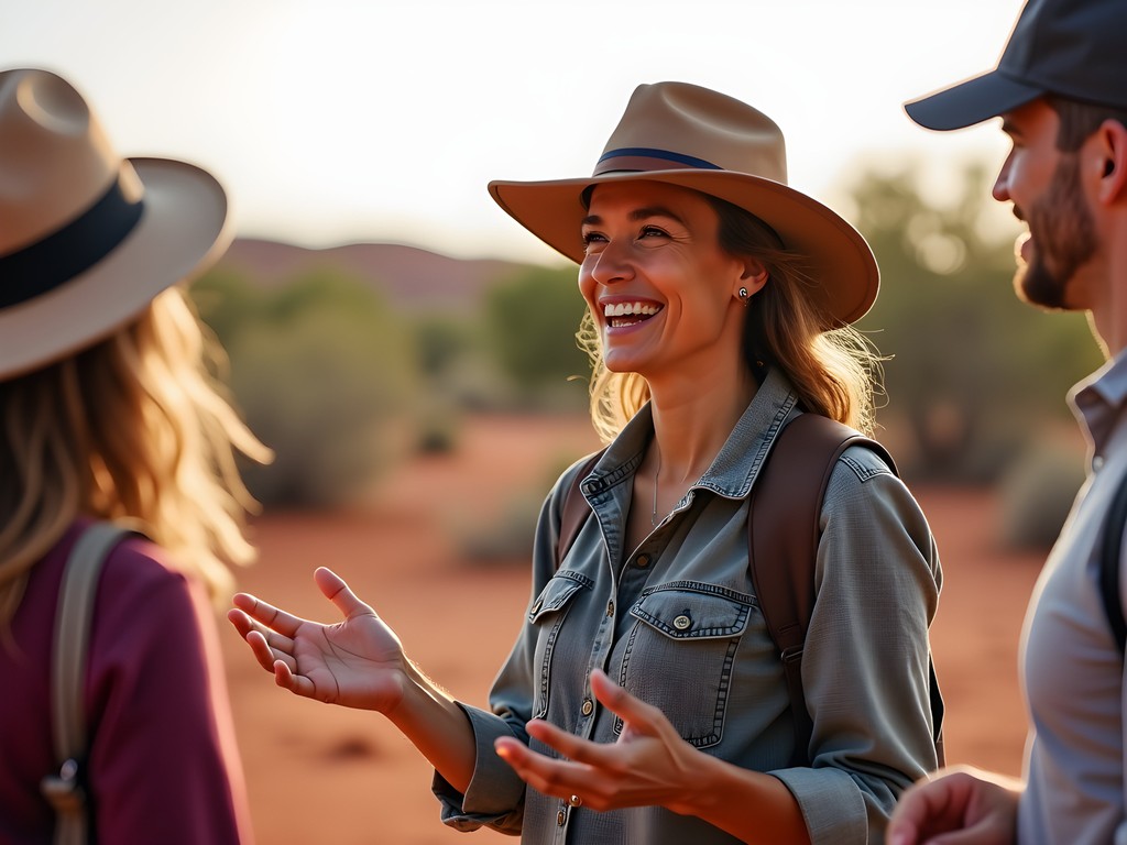 Aboriginal guide explaining sustainable tourism practices at Uluru
