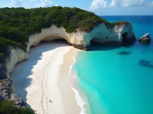 Natural rock coves creating private beach areas at Punta Brava near Cancun