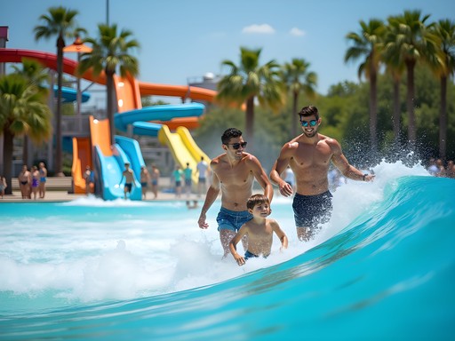Families enjoying wave pool at NRH2O Water Park near Dallas Texas