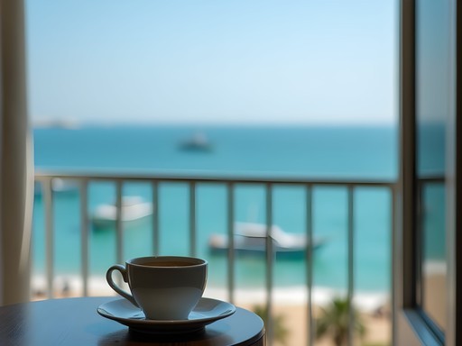 Panoramic view of Gulf of Tadjoura from hotel balcony