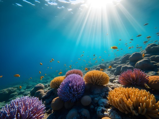 Vibrant coral reef with diverse marine life off Moucha Island