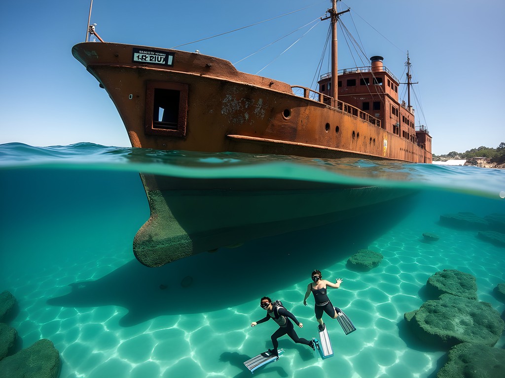 Snorkeling at the Omeo Shipwreck just offshore at Coogee Beach