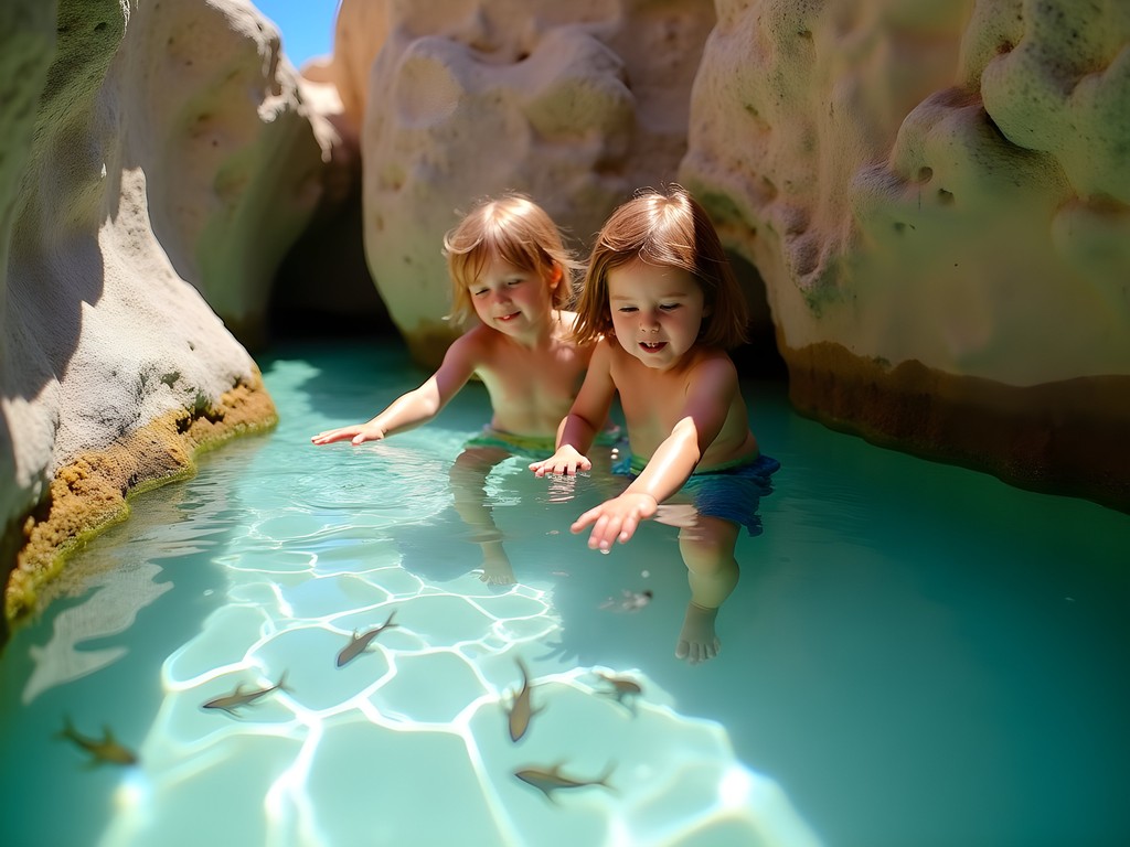 Children exploring limestone tide pools at Walton Rocks Beach Port St. Lucie